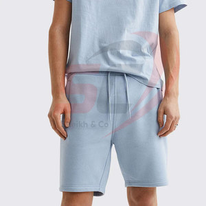 Pantalones cortos de gimnasio de algodón 100% al por mayor para hombres, pantalones cortos de sudor transpirables de forro polar deportivos pesados con patrón sólido para correr informal - Product Image 4
