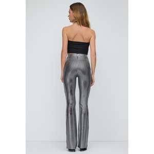 Leggings de fitness en mousseline décontractés, taille mi-haute, taille basse, effet push-up, nylon, cuir, élasthanne, sans couture, taille unique XL, lettres imprimées - Product Image 5