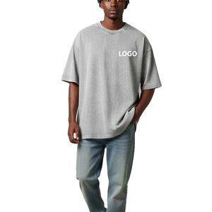 Custom Grey Washed Oversized T Shirt Men Streetwear OEM Grey T Shirt Manufacturer Premium Men's Solid Customized Color Custom - Product Image 1