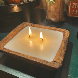 Bols à pâte en bois de forme carrée pour bougies Cire de soja Bois naturel avec texture décorations éclaircissantes pour la maison hôtel restaurants - Product Image 1