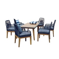 Ensemble de meubles de patio en bois d'acacia massif, table et chaises, structure en aluminium, mobilier de jardin extérieur pour resort en provenance du Vietnam