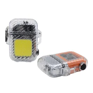 Briquet à arc rechargeable transparent lampe de poche d'éclairage haut de gamme extérieur étanche et coupe-vent porte-clés portable intelligent lumière