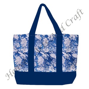 Bolsa de Compras de Tela con Estampado Floral Hecho a Mano en India, Diseño Floral Multicolor con Dos Asas de Hombro, Venta al por Mayor BHCB126 - Product Image 1