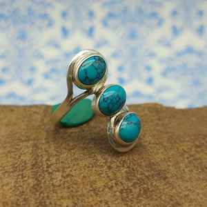 925 Sterling Silver Boho Ring Handmade Howlite Turquoise Gemstone Bezel Setting Fine Bohemian Wedding Christmas Gift Jewelry - Product Image 4