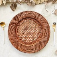 Sous-plat en rotin écologique brun foncé, fait main, style européen, effet blanc délavé, meilleur accessoire de cuisine