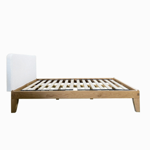 Cadre de lit en bois de chêne massif avec tête de lit rembourrée Couleur naturelle Lit queen size moderne pour queen size ou tailles personnalisables - Product Image 5