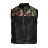 Veste en cuir de moto camouflage en denim marron pour homme, vêtement de club personnalisé, qualité supérieure pour les passionnés de course