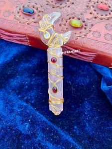 Estatuilla hecha a mano, Cuarzo Rosa, alambre de cuarzo transparente, varita envuelta, torre de cristal curativo Natural pulido para Reiki Feng Shui - Product Image 4