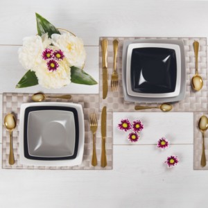 Durable Square Set of 6-pcs Ceramic Soup Plates Grey Matte Finishing Nordic Minimalist Elegant Design Eclipse by Excelsa - Product Image 6