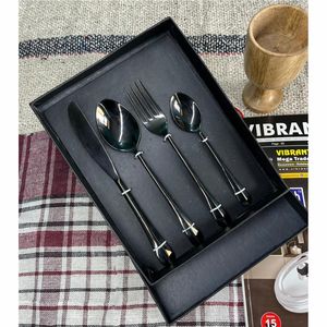 Juego de cubiertos de acero inoxidable decorativo para comedor de boda de lujo con acabado negro, juego de cubiertos personalizado de la mejor calidad - Product Image 4