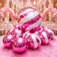 Ballon gonflable géant en PVC à rayures de bonbons, boule miroir brillante, sphère réfléchissante, ornement pour la décoration de Noël, de la cour, des fêtes et des vacances
