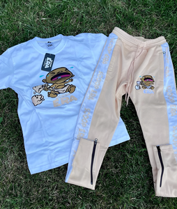 Streetwear d'été pour hommes personnalisé High Street ensemble de vêtements de jogging 2 pièces t-shirt à manches courtes pantalon style décontracté 100% coton rapide - Product Image 2