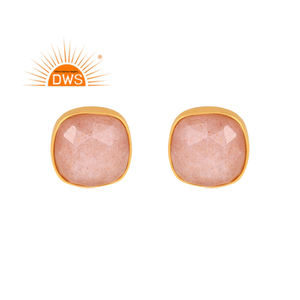 Dernier modèle de boucle d'oreille plaqué or 18 carats pierre de lune pêche naturelle pierre précieuse Demi bijoux fins pour femmes cadeau pour elle - Product Image 1