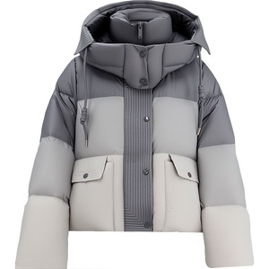 Women's Short Bubble Coat Winter Crop Warm Long Sleeve Fashion Cropped Puffer <b>Jacket</b> with Hood - Product Image 3
