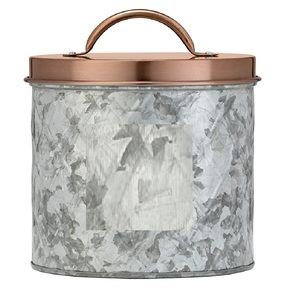 Round Designer Galvanized <b>Storage</b> <b>Container</b> With Copper Finished Lid Stylish Organizer Perfect For Home Kitchen Uses From India - Product Image 1