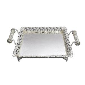 Elegante bandeja de servicio de metal con asa para hotel y hogar a un costo económico Bandeja de servicio de comida personalizada de la India - Product Image 6