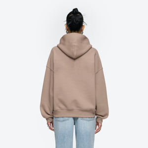 Sweat à capuche surdimensionné Baggy Fit élégant pour les femmes Minimaliste Couleur unie ourlet côtelé Logo personnalisé Pull à capuche - Product Image 2