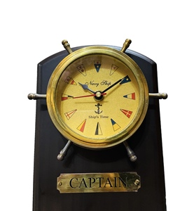 Reloj de Rueda de Barco de Latón con Base de Madera MDF y Cristal, Decoración Artística de Diseño Náutico, Ligero y Multiusos para Escritorio, Mostrador u Oficina - Product Image 3