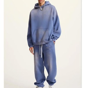 Fabricant de vêtements OEM Survêtement Ensemble de survêtement 100% coton délavé à l'acide Sweat à capuche lourd et pantalon de jogging Ensemble 2 pièces - Product Image 2