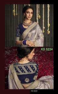 Designer Fantaisie Tendance Belle Tenue Haute Qualité Tissu Doux Soie Saree Blouse Avec Broderie Travail Femme Mode Exportateur - Product Image 2