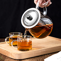 Théière en verre borosilicate transparent résistant à la chaleur avec infuseur amovible, compatible cuisinière, ustensile à thé