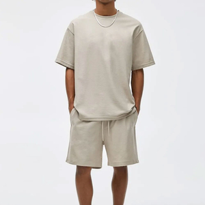 Ensemble short et t-shirt décontracté en polyester/coton pour homme, imprimé, respirant, surdimensionné, lavé à la sueur, en tissu éponge uni, séchage rapide - Product Image 5