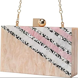 กระเป๋าคลัทช์เรซิ่นสุดหรูสำหรับชุดมีสไตล์กระเป๋าคลัทช์เรซิ่นที่มีเอกลักษณ์พิมพ์ลายรูปทรงเรขาคณิตกระเป๋าคลัทช์เรซินสำหรับผู้หญิง - Product Image 1