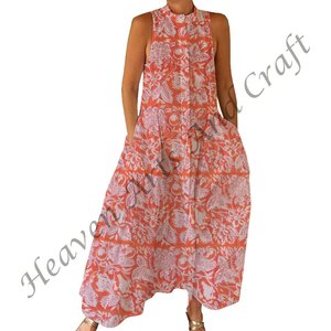 Combinaison décontractée d'été 100% coton, imprimé floral à la main, tissage doux avec fermeture éclair pour le printemps/été, adultes BPJS061 - Product Image 4