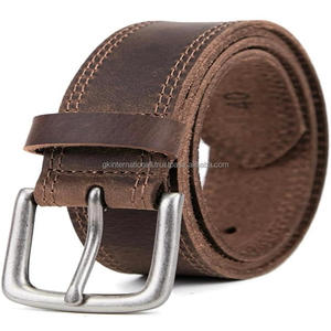 Ceinture décontractée en cuir véritable pour homme, ceinture décontractée en cuir pour homme faite à la main avec surpiqûres doubles et boîte cadeau personnalisée - Product Image 4