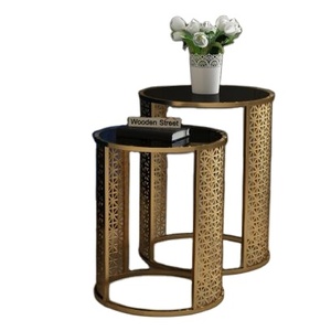 Juego de 2 mesas de muebles modernos para el hogar, Hotel, sala de estar, mesa decorativa, muebles redondos de Metal de Color dorado, mesa de centro lateral - Product Image 5