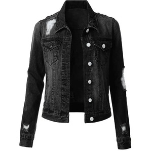 Nouvelle veste en jean pour hommes et femmes, noire, décontractée, unie, en coton lavé, cuir de mouton brut, traitement de sublimation - Product Image 4
