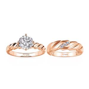 Jeulia 18K Gold Plated Braided Twisted Rose Gold <b>Couple</b> Rings Set with Diamond - Product Image 2