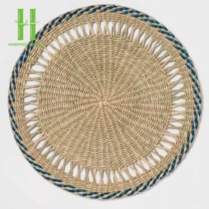 Manteles Individuales de algas marinas ecológicos bohemios tejidos cuadrados personalizables nuevos diseños para decoraciones de mesa de comedor variedad de colores - Product Image 1