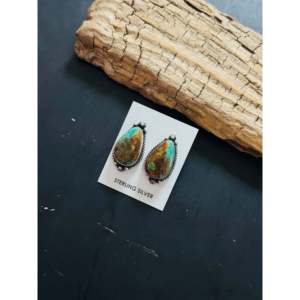 Elouise Kee Royston Water Drop Shape Turquoise & Sterling <b>Silver</b> <b>Stud</b> Earrings with Bezel Setting Post - Product Image 3