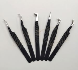 แหนบที่หนีบขนตา90องศาตัวจับเพชรที่หนีบขนตาแบบด้านสีดำด้านโลโก้ตามสั่ง - Product Image 3