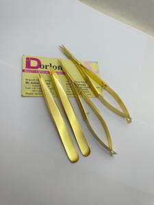 Pince à sourcils plaquée or brillante pince à sourcils en acier inoxydable pointe pointue inclinée Logo personnalisé sourcil printemps ciseaux Pakistan - Product Image 4