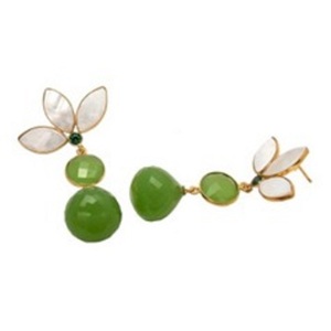 ใหม่มาถึงทะเลสีเขียว Chalcedony และเปลือกอัญมณี925สเตอร์ลิงลูกแพร์และรูปไข่ต่างหู - Product Image 1