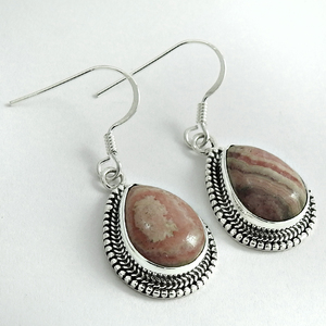 ของขวัญที่สวยงามสำหรับเธอ925เงินสเตอร์ลิงสีชมพูธรรมชาติพลอยเทียมหยดน้ำเครื่องประดับต่างหูแบบห้อยสำหรับเป็นของขวัญวันเกิด - Product Image 1