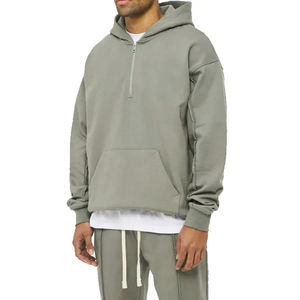 100% algodón personalizado caído hombro Sudadera con capucha apilado pantalón pesado Jogger conjunto canguro bolsillos hombres de gran tamaño de talla grande - Product Image 3