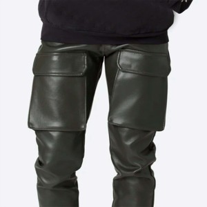 Stylish Men's <b>Leather</b> <b>Cargo</b> <b>Pants</b> - High-Quality, Soft, and Perfect for Casual Wear and Utility Use - Product Image 6