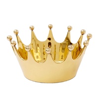 Bol à noix couronne en métal plaqué or Table décorative Fruits secs Plat de service Bol à bonbons en métal fini miroir pour mariage