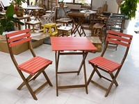 Set Meja dan Kursi Bistro Ramah Lingkungan Desain Modern dari Kayu Akasia, Lipat, Furnitur Makan Luar Ruangan Berkualitas Tinggi, Buatan Vietnam