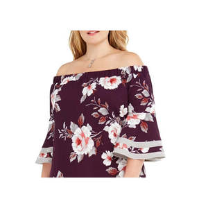Robe florale tendance Love Squared pour femme, grande taille, épaules dénudées, noire, coupe ample en mousseline, décontractée, tailles XL, 2XL, 3XL - Product Image 2