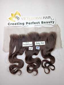 Cheveux cambodgiens vierges bruns teints de qualité supérieure en dentelle frontale transparente 13x4, cheveux humains bruts vietnamiens Grade a - Product Image 3