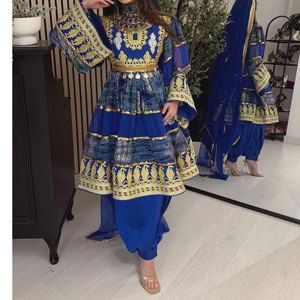 OEM bordado afgano Kuchi vestido de las mujeres última moda desgaste de las mujeres Fit & Flare Afghani vestidos de las mujeres al por mayor MOQ bajo - Product Image 3