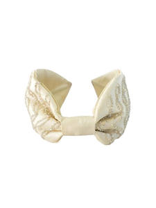 Bandeau élégant de style nœud, silhouette légère, confortable, durable, fait à la main, bandeau brodé ivoire, accessoire élégant - Product Image 2