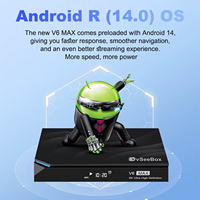 VseeBox V6 Max Android 14 TV Box 4GB RAM 64GB ROM Pemutar Media Streaming 6K Amlogic S905Y4 VP9 WiFi 5G BT Remote Gratis Tanpa Biaya Bulanan