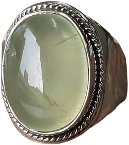 Anillo de mujer, piedra preciosa de Natural Prehnita, piedra natal genuina, Navidad, boda, compromiso, joyería hecha a mano, anillo de Plata de Ley 925 - Product Image 3