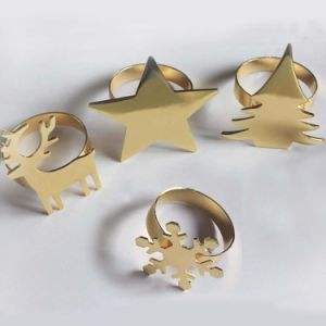 Elegante servilletero de copo de nieve dorado Adornos navideños de alta calidad para el hogar y el hotel - Product Image 3