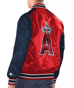 Chaqueta universitaria roja de satén bordada personalizada para niños, fabricante de chaquetas de satén transpirables de invierno de American College - Product Image 2